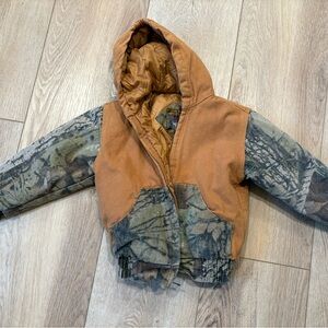 Kids Camo and Tan Hooded Jean Jacket